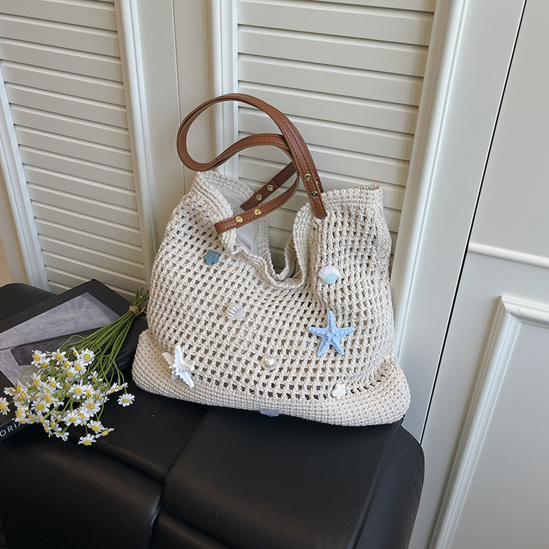 Woven Straw Shoulder Bag - alternate view