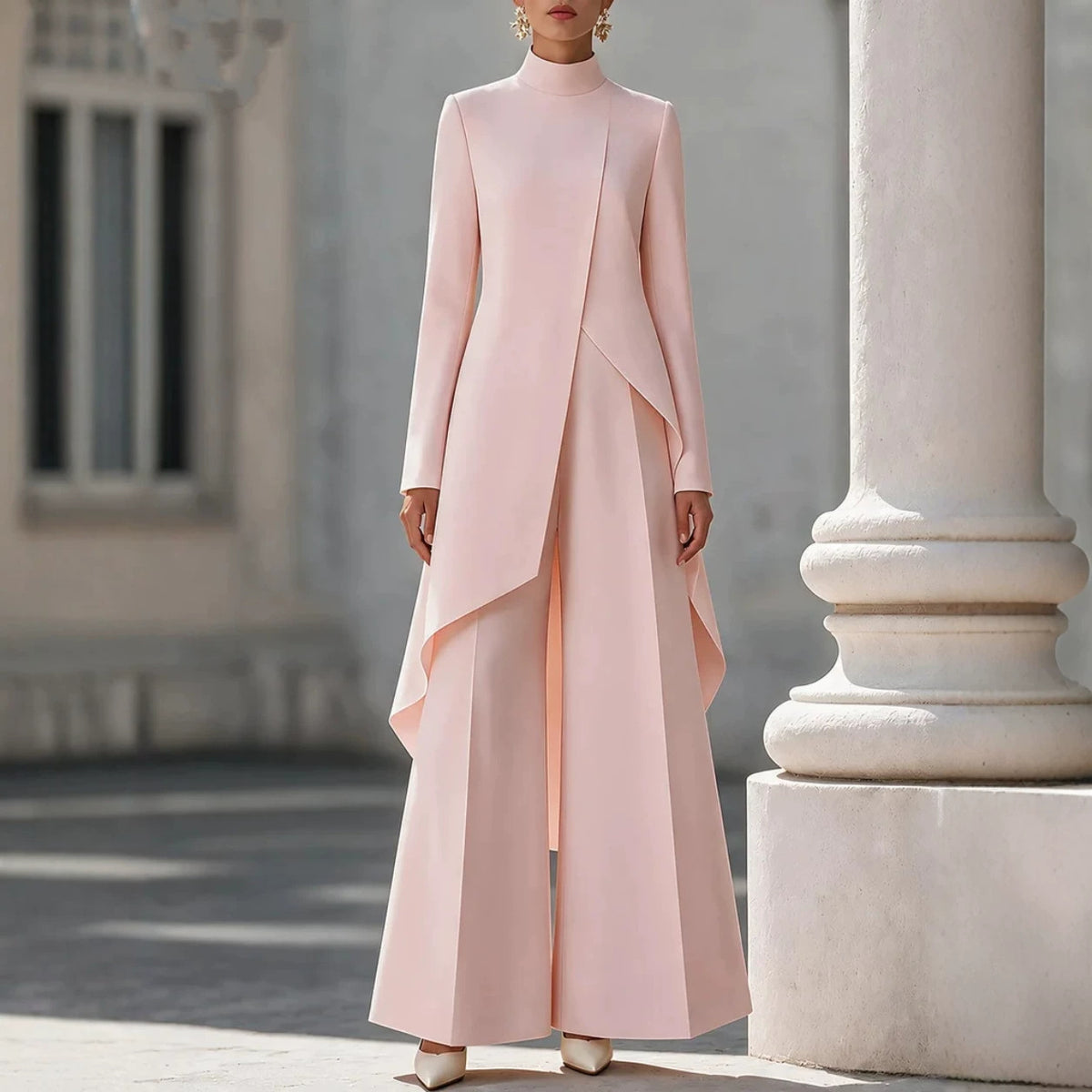 Finiks Gravity | Women's High-Neck Layered Wide-Leg Pants Two-Piece Set | Product image 10
