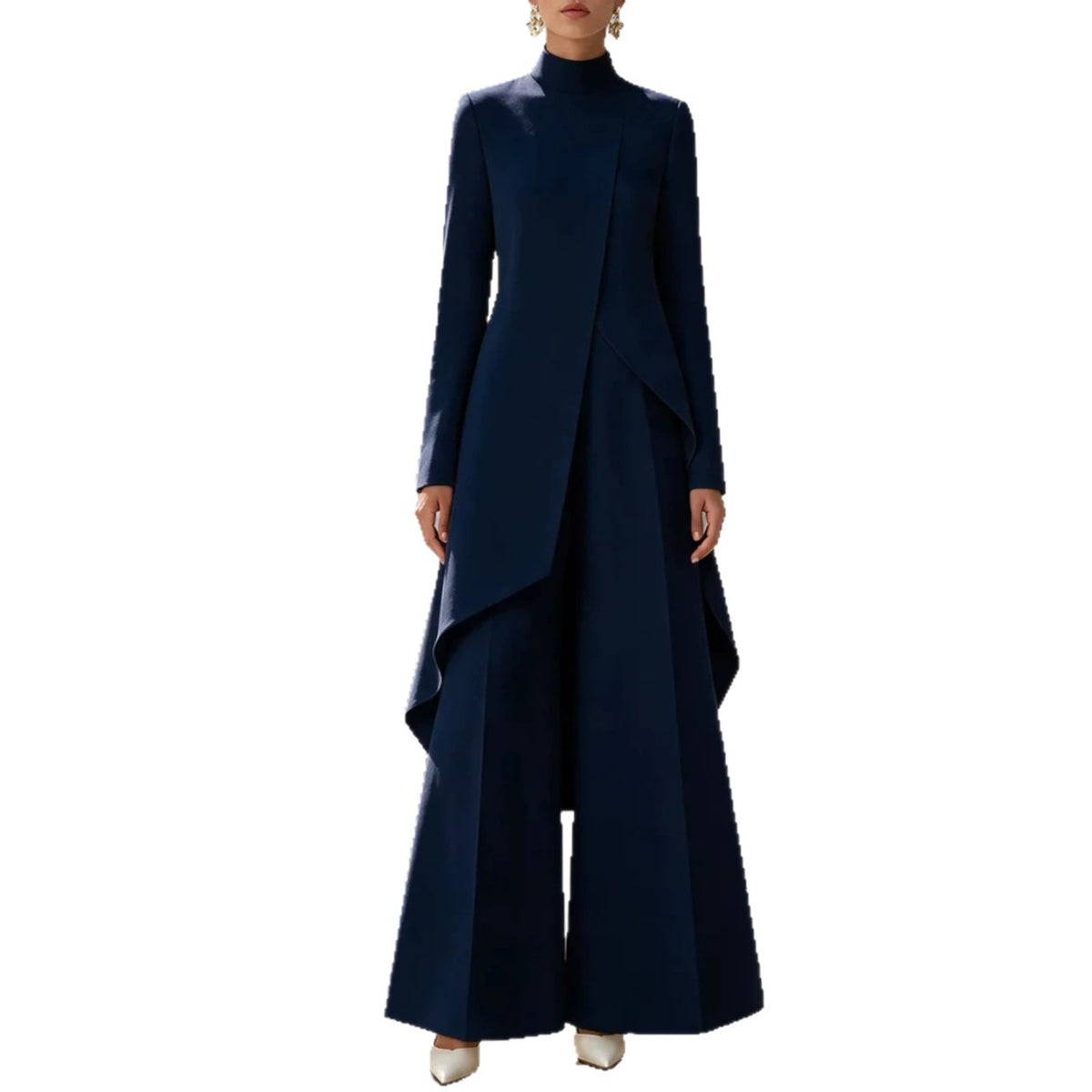 Finiks Gravity | Women's High-Neck Layered Wide-Leg Pants Two-Piece Set | Product image 3