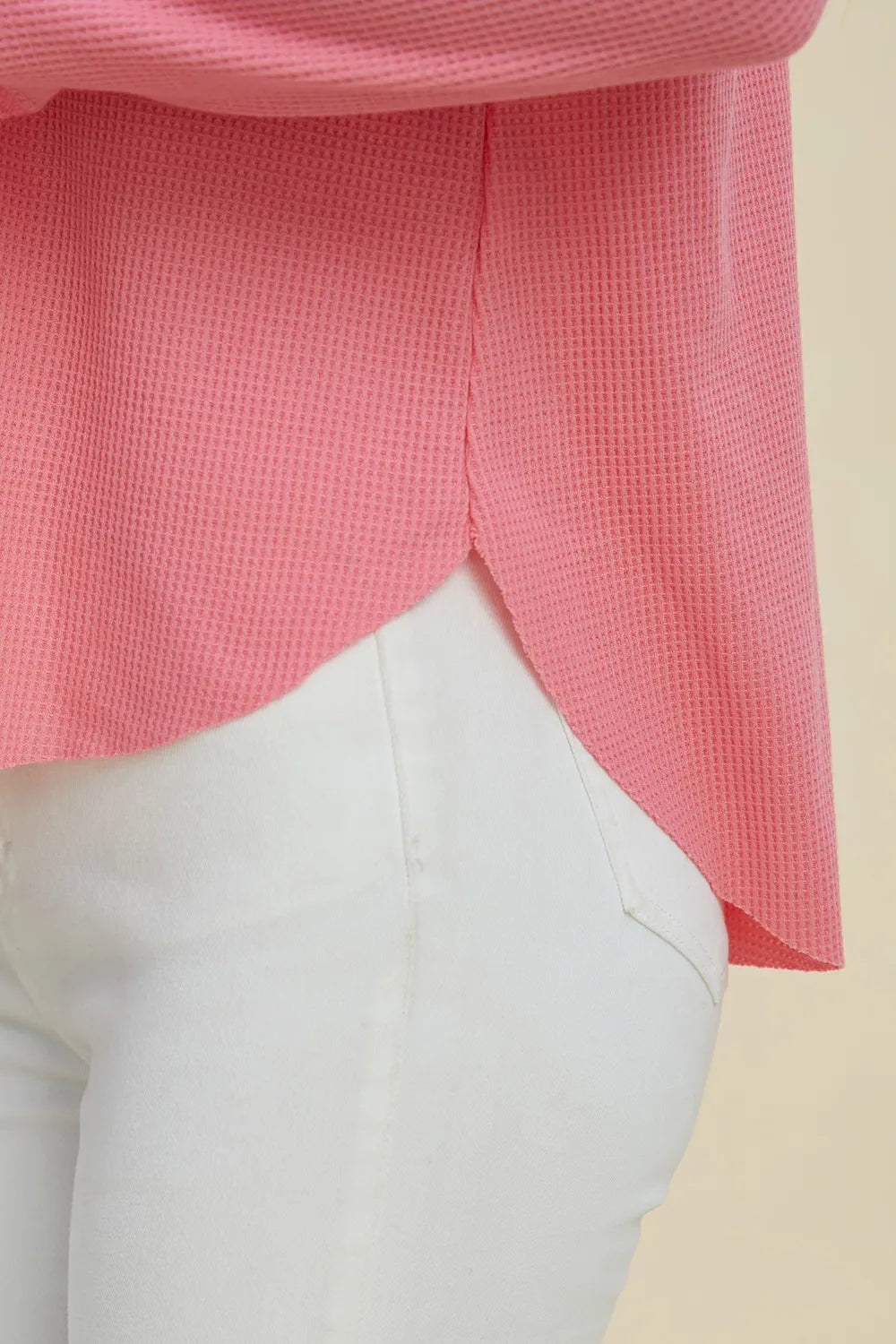 Double Take pink hoodie relaxed fit and high-low hem detail