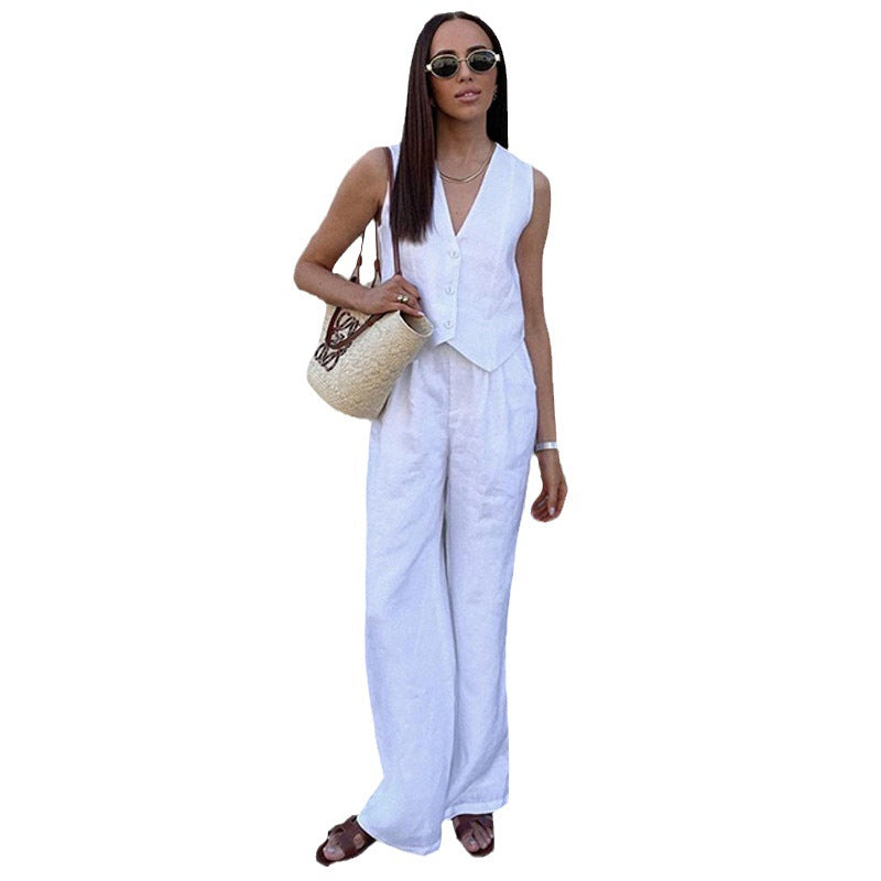 Finiks Gravity | Cotton Feel Tailored Vest & Wide-Leg Trouser Set | Product image 5