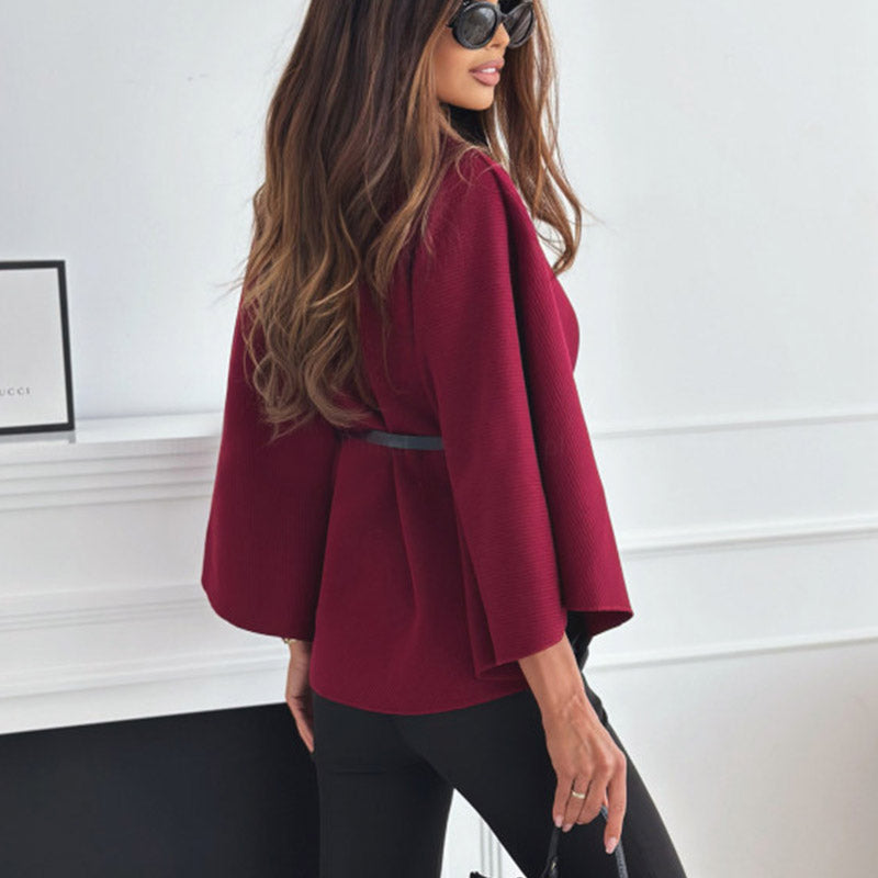Finiks Gravity | Stand-Collar Batwing Sleeve Belted Cloak Jacket | Product image 4