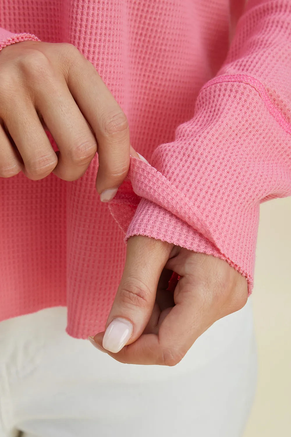 Double Take pink hoodie long sleeve and fabric detail