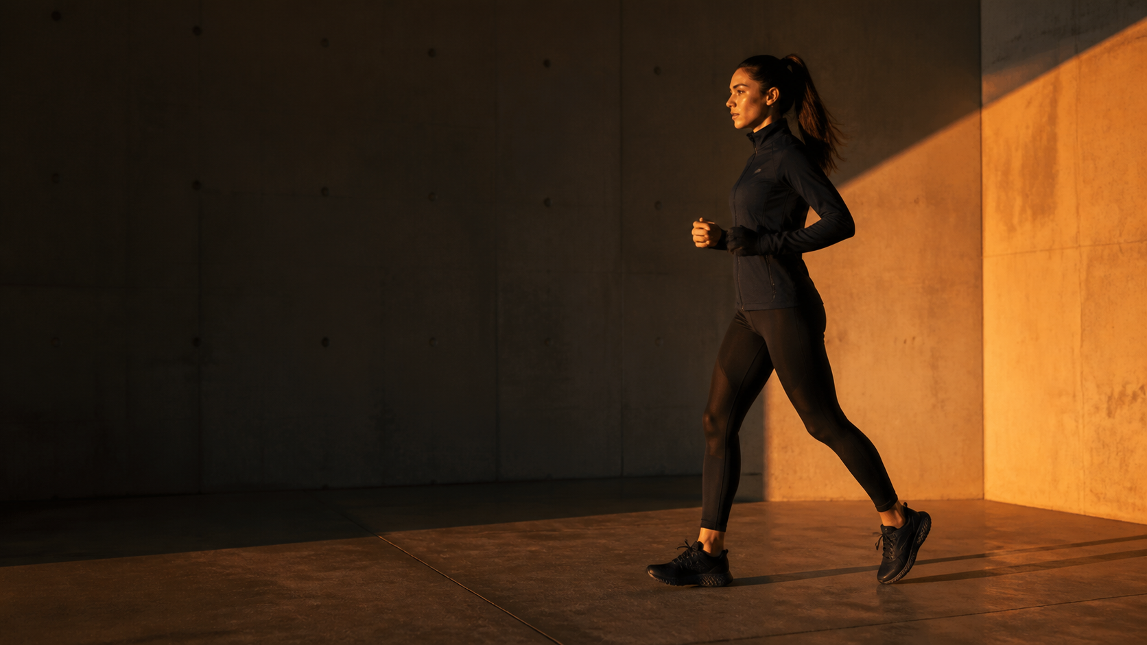 Athlete in motion at golden hour
